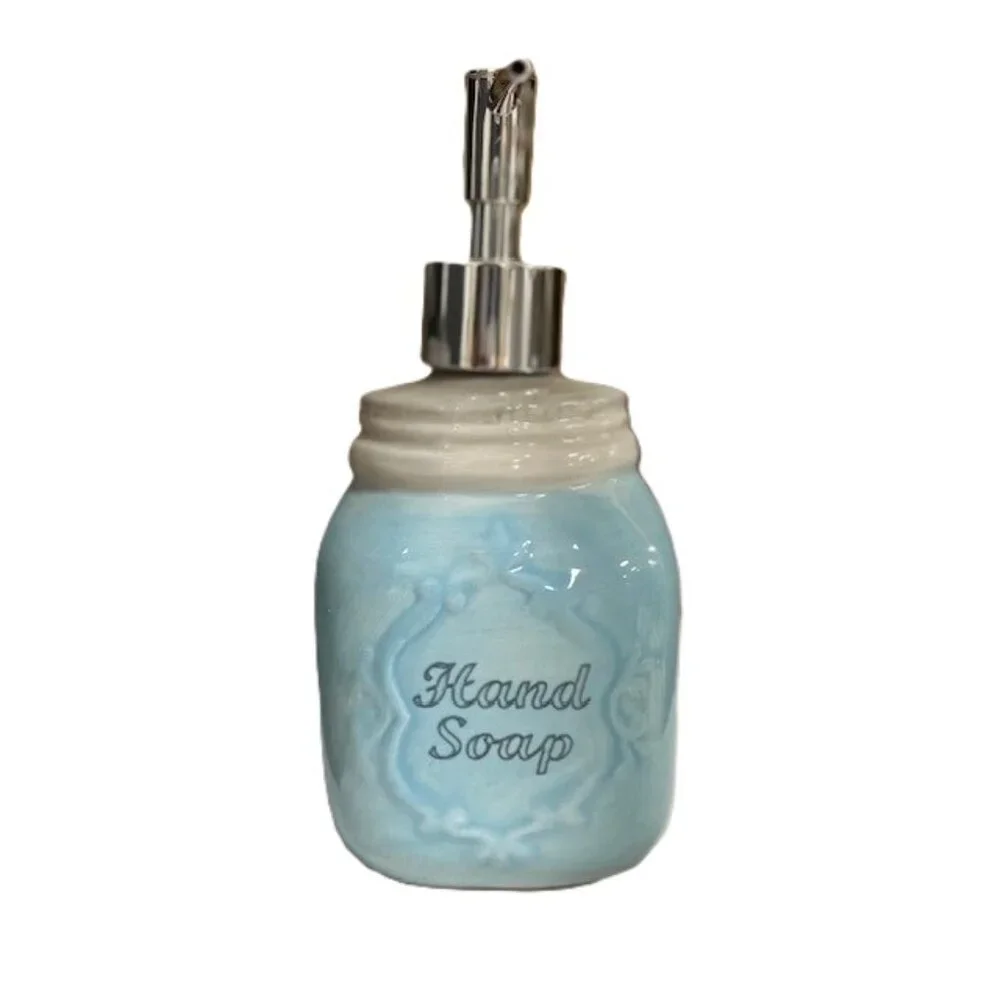 Blue Ceramic Hand Pump Lotion / Hand Soap Dispenser 7